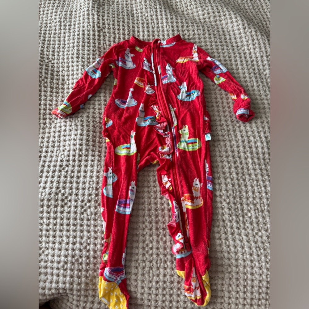 Posh Peanut Emilio ruffled zippered footie